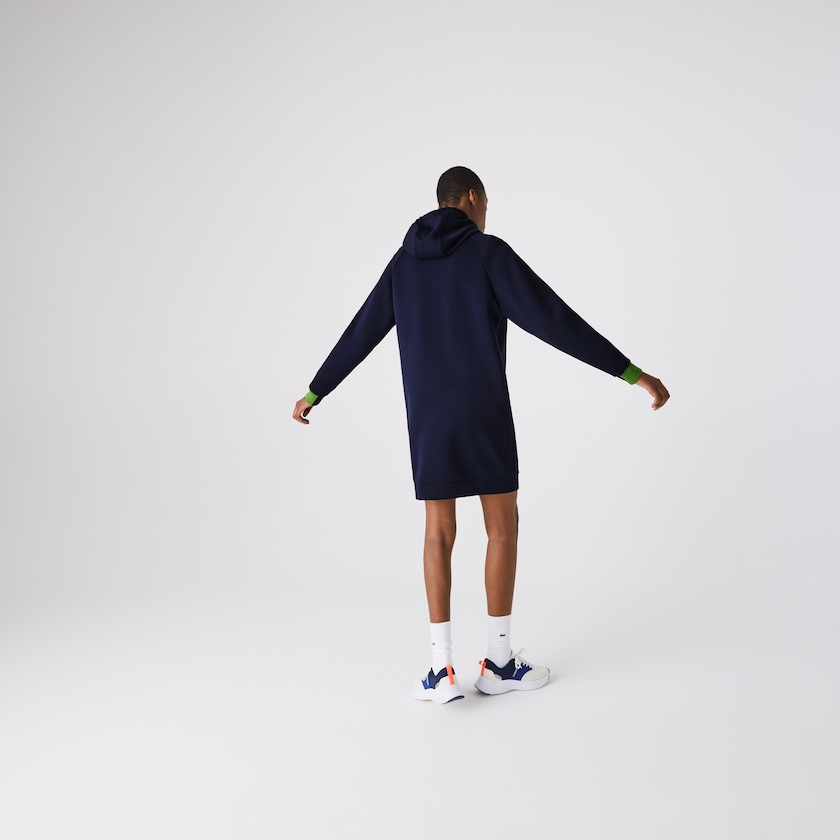Vestido Azul Marinho Azuis Verdes Pretas Feminino Lacoste SPORT Hooded Cotton Blend Sweatshirt ZK1-89888Z0