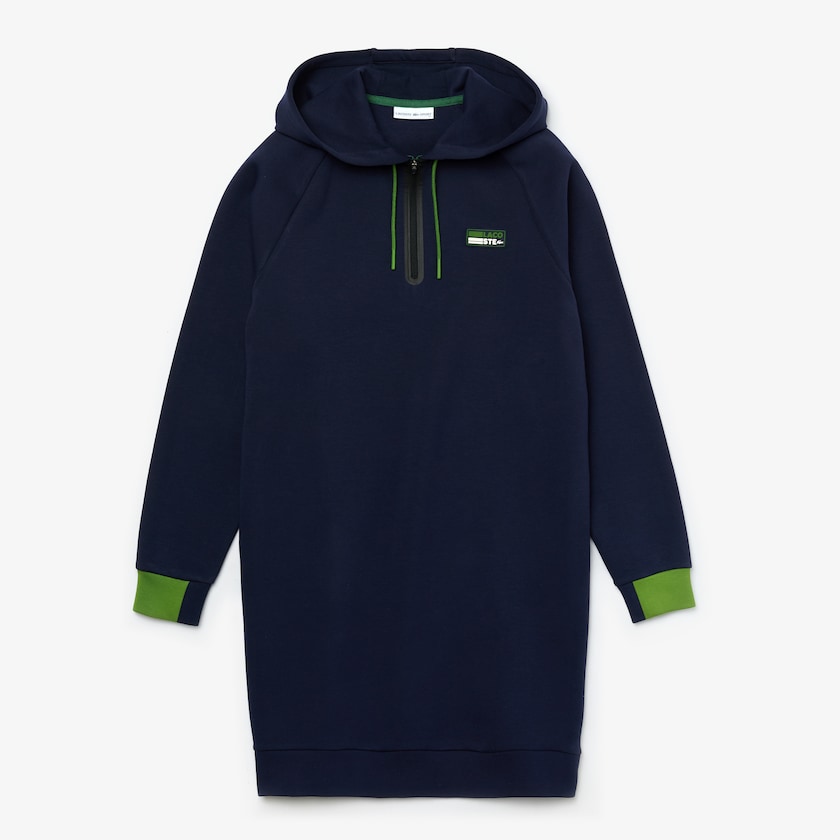 Vestido Azul Marinho Azuis Verdes Pretas Feminino Lacoste SPORT Hooded Cotton Blend Sweatshirt ZK1-89888Z0