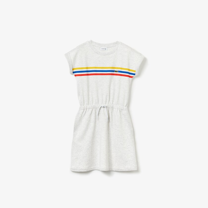Vestido Cinzentas Criança Lacoste Tricolor Stripe Drop Shoulder SO1-09890B7