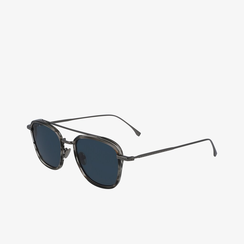 Óculos de Sol Cinzentas Masculino Lacoste Modified Rectangle Metal Novak Djokovic Bonésule YI0-24342G1