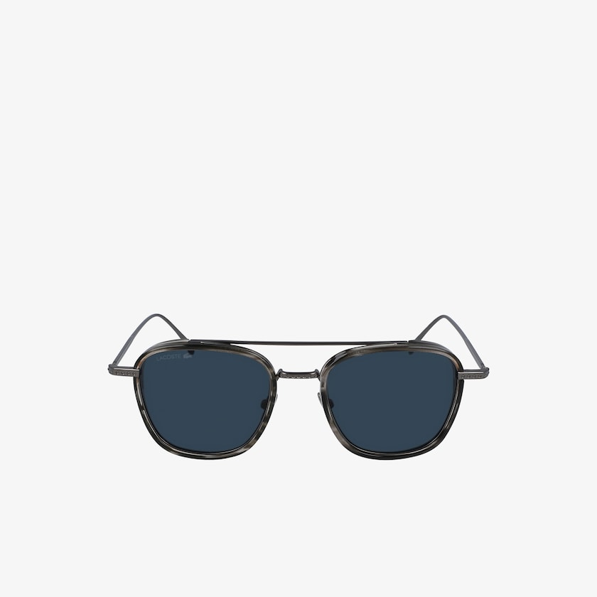 Óculos de Sol Cinzentas Masculino Lacoste Modified Rectangle Metal Novak Djokovic Bonésule YI0-24342G1