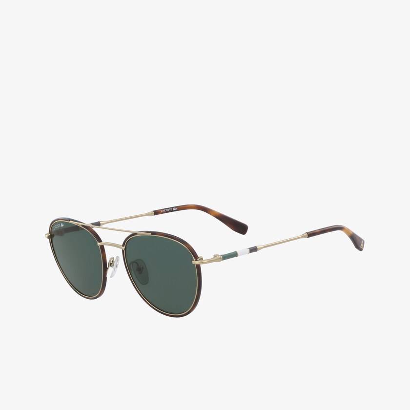 Óculos de Sol Douradas Escuro Masculino Lacoste Oval Metal Novak Djokovic Collection RD7-32643Y1