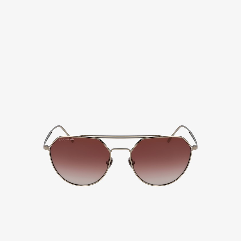 Óculos de Sol Douradas Escuro Feminino Lacoste Oval Metal Paris Collection SY8-39853J9