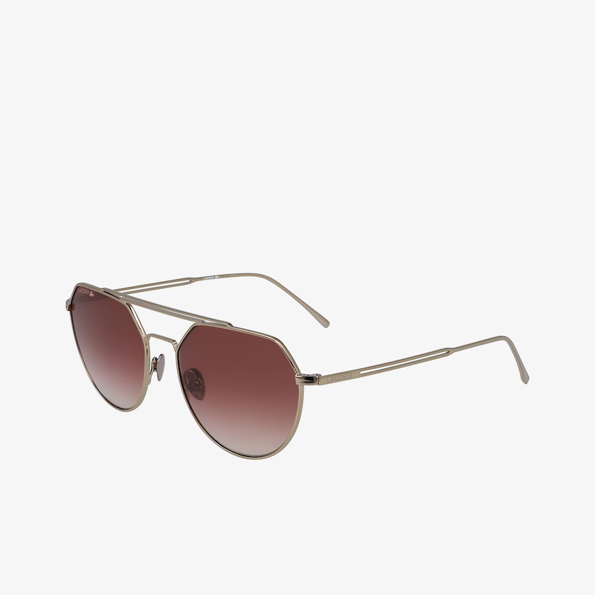 Óculos de Sol Douradas Escuro Feminino Lacoste Oval Metal Paris Collection SY8-39853J9