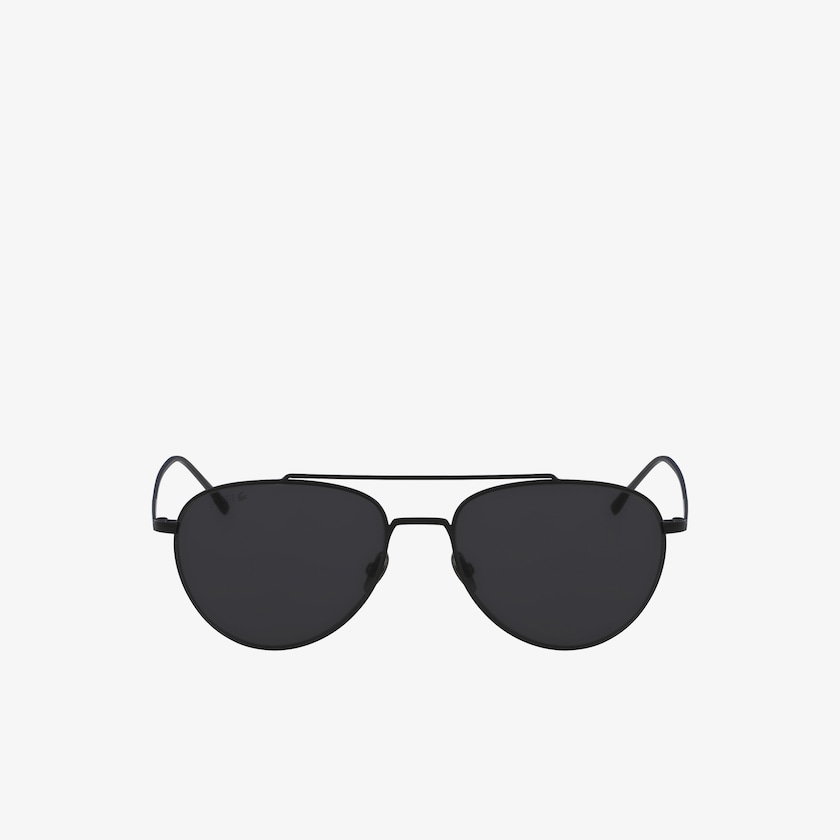 Óculos de Sol Pretas Azuis Feminino Lacoste Pilot Shape Metal Ultra-Thin HL6-73847Q1