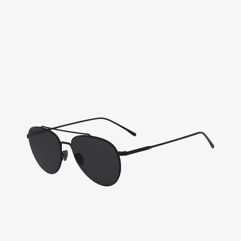 Óculos de Sol Pretas Azuis Masculino Lacoste Pilot Shape Metal Ultra-Thin JQ0-07430H4